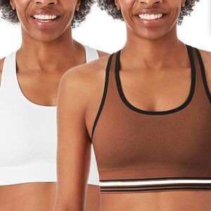 Seamless Racerback Bralette Duo - Brown & White